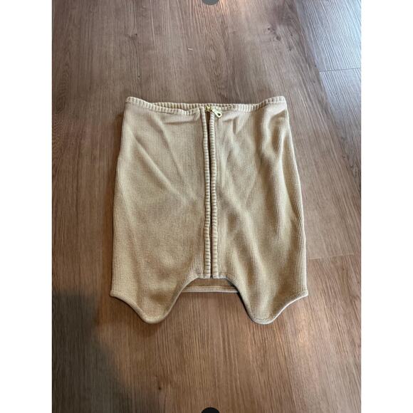 Anthropologie Beige Full-Zip Ribbed Knit Top - Picture 1 of 3